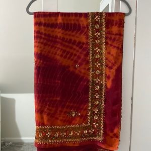Orange and Red Saree